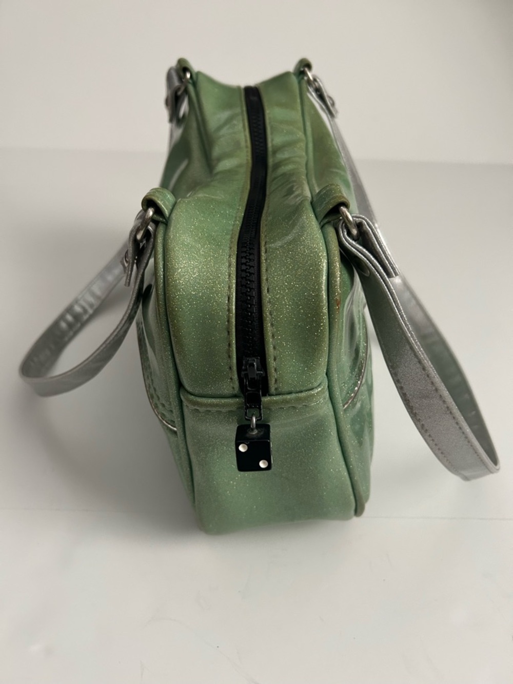 Trophy Queen Green Shoulder Bag with Silver Handles - Picture 4 of 12